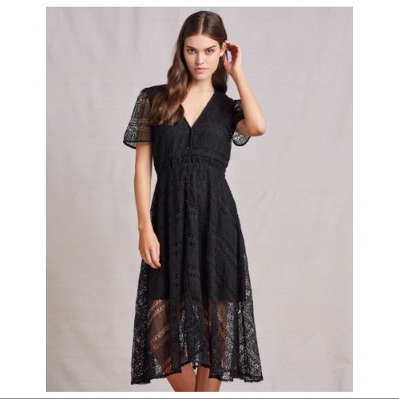 TULAROSA MIXED LACE MIDI DRESS - Picture 4 of 4
